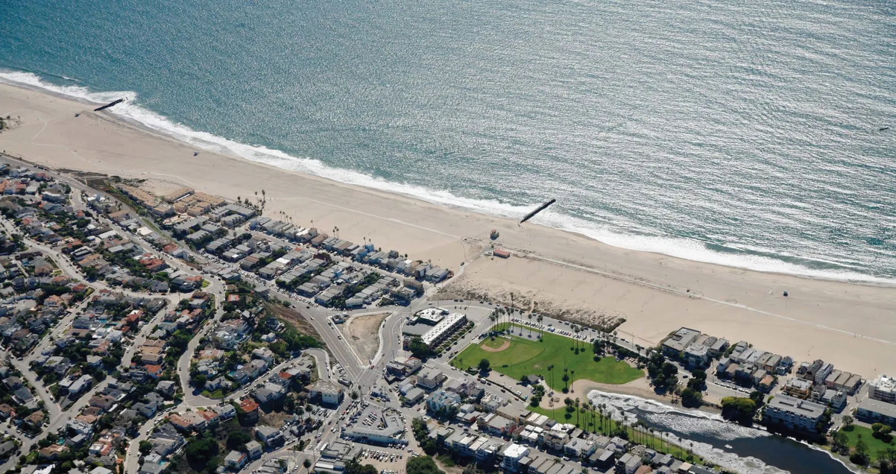 Aerial view of the beachfront