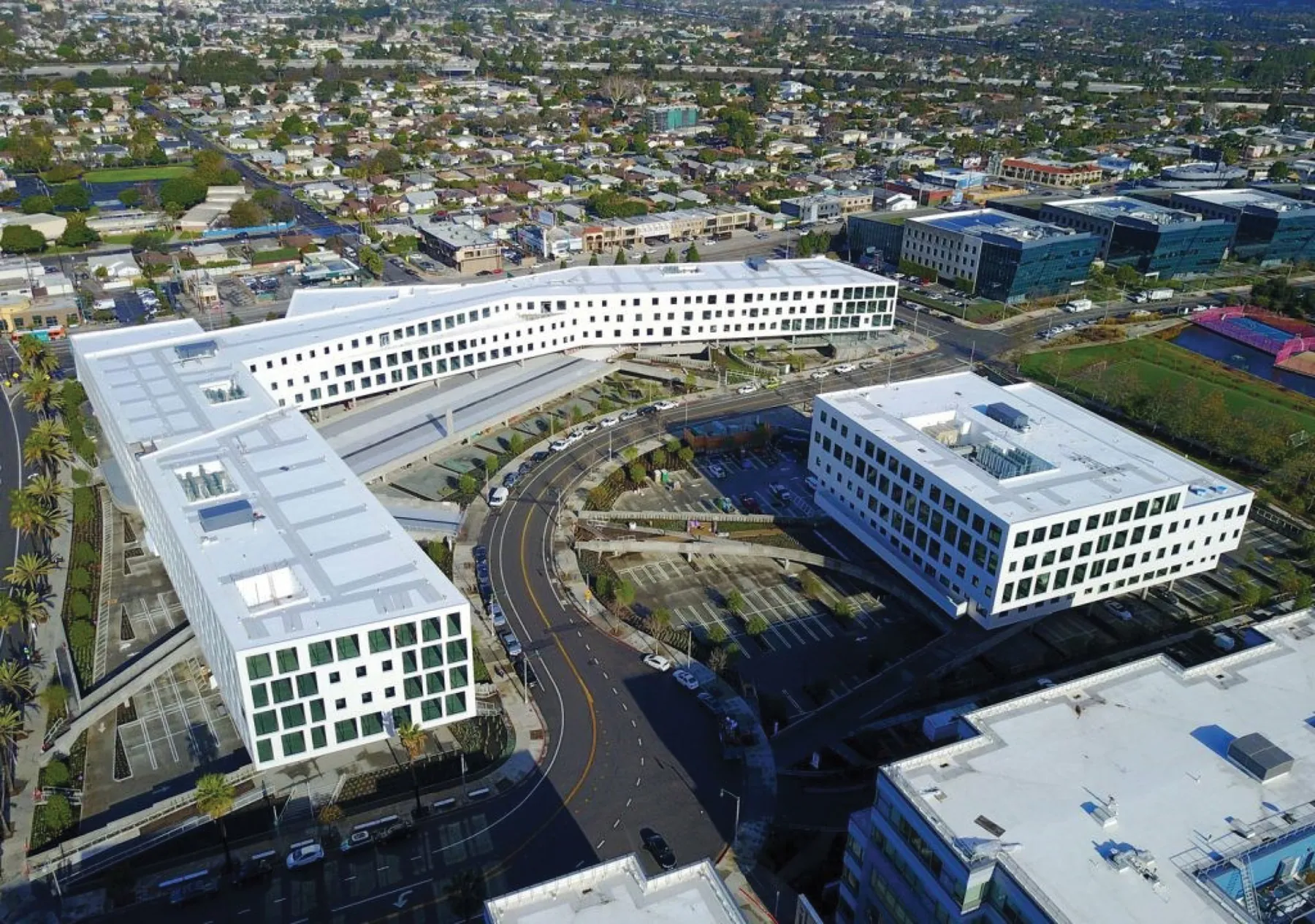 Aerial view of the surrounding area